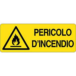 Cartello segnaletico Pericolo d'incendio, Alluminio, Non adesivo, 33,3 x 12,5 cm