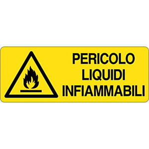 Cartello segnaletico Pericolo liquidi infiammabili, Alluminio, Non adesivo, 33,3 x 12,5 cm