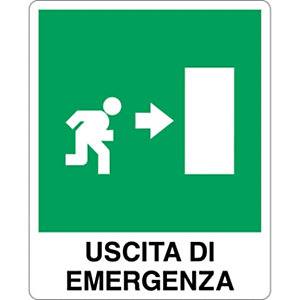 Cartello segnaletico Uscita di emergenza freccia a destra, Alluminio, Non adesivo, 25 x 31 cm