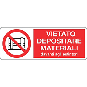 Cartello segnaletico Vietato depositare materiali davanti agli estintori, Alluminio, Non adesivo, 33,3 x 12,5 cm Cartello segnaletico Vietato depositare materiali davanti agli estintori, Alluminio, Non adesivo, 33,3 x 12,5 cm