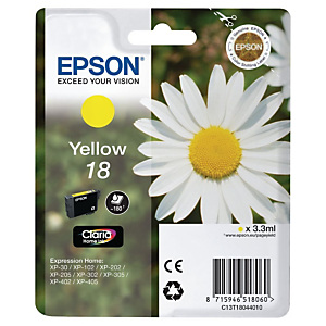 Cartouche encre Authentique EPSON Fleur 18 J jaune pour imprimante jet d'encre
