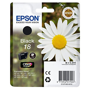 Cartouche encre Authentique EPSON Fleur 18 N noir pour imprimante jet d'encre