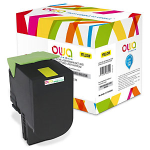 Cartouche encre Remanufacturée OWA compatible LEXMARK 70C2HY0 jaune pour imprimante laser