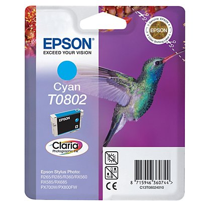 Cartouche Epson T0802 cyan pour imprimantes jet d'encre