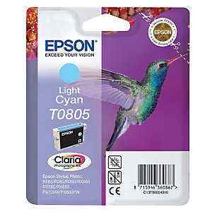 Cartouche Epson T0805 cyan clair pour imprimantes jet d'encre