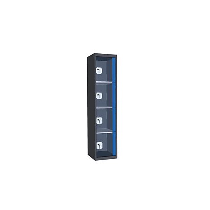 Casiers consigne à monnayeur , portes transparentes,  1 colonne de 4 cases larg.400 mm, anthracite/ bleu - 1