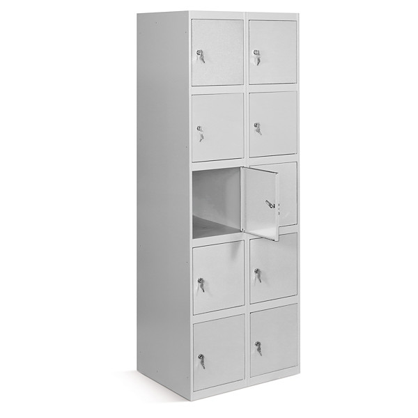 Casillero sin montar 5 estantes color gris de 2 columnas y 10 puertas - 1