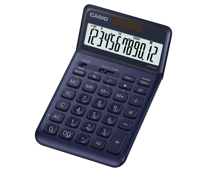 Casio Calculatrice de bureau JW-200SC - 12 chiffres - Bleu marine