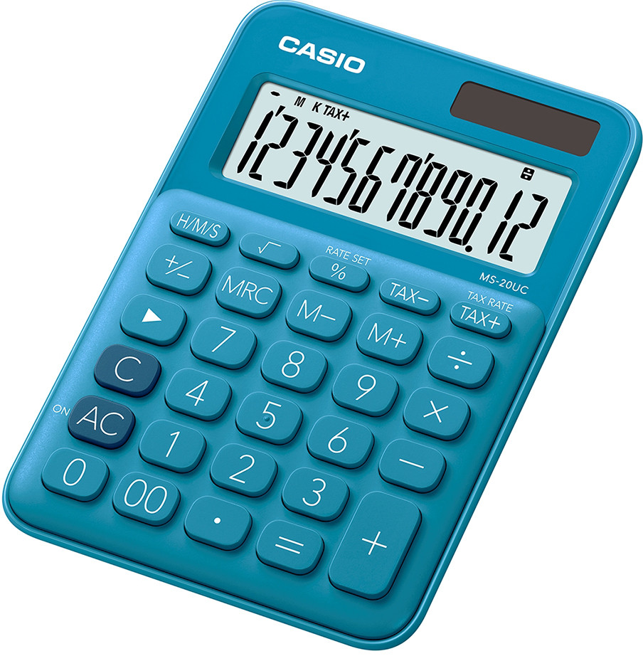 Casio Calculatrice de bureau MS-20UC - 12 chiffres - Bleu