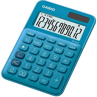Casio Calculatrice de bureau MS-20UC - 12 chiffres - Bleu