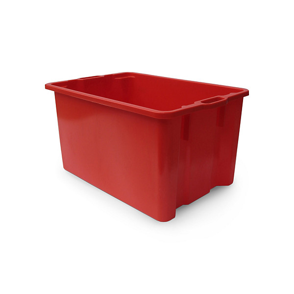 Cassa chiusa rossa sovrapponibile ed impilabile 630 x 440 x 340 mm - 65 litri - 1