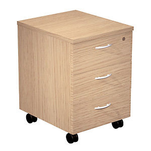 Cassettiera a 3 cassetti su ruote, Rovere Cassettiera a 3 cassetti su ruote, Rovere