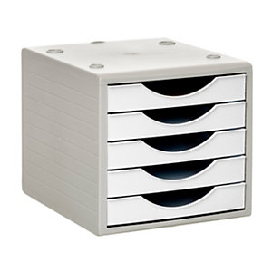 Cassettiera 5 cassetti Linea Ecogreen, cm 34 x 27 x 26 h, Bianco