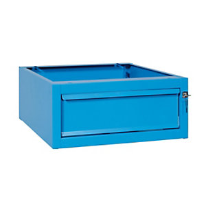 Cassettiera ad 1 cassetto per banchi da lavoro serie MG, Lamiera piegata, 50,5 x 62 x 22,4 cm, Blu