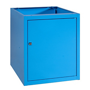 Cassettiera con anta e pianetto interno per banchi da lavoro serie MG, Lamiera piegata, 50,5 x 62 x 60 cm, Blu