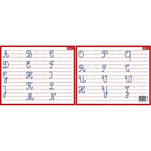 CBG Ardoise Blanche effaçable à sec format 21 x 26,5cm, avec l'aphabet en majuscule cursive CBG Ardoise Blanche effaçable à sec format 21 x 26,5cm, avec l'aphabet en majuscule cursive