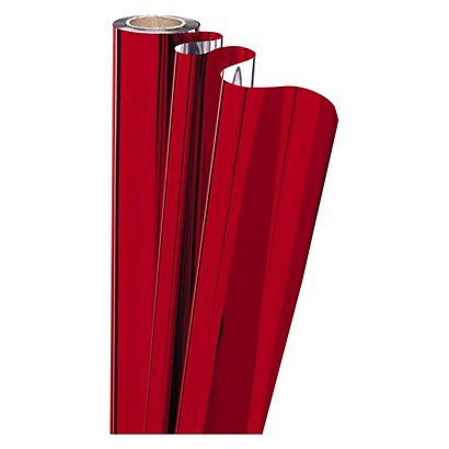 Celofán, metalická dárková fólie šířka 70cm, délka 50m, červená/stříbrná - 1