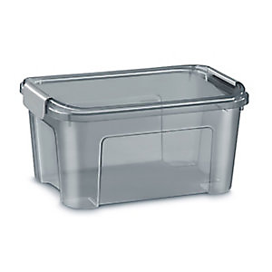 Cep Boîte de rangement polypropylène 100% recyclable avec couvercle et poignées clips - 13 Litres - Gris translucide