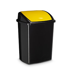CEP Cubo de plástico con tapa abatible amarilla 50L