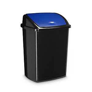 CEP Cubo de plástico con tapa abatible azul 50L