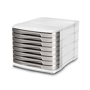 Cep Ellypse Xtra Strong Cassettiera da scrivania 8 cassetti, Grigio Metal/Bianco Cep Ellypse Xtra Strong Cassettiera da scrivania 8 cassetti, Grigio Metal/Bianco
