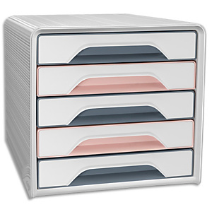 CEP Module de classement MINERAL SMOOVE 5 tiroirs. Dimensions (lxhxp): 36 x 27 x 28,8 cm. Blanc/Rose/Gris CEP Module de classement MINERAL SMOOVE 5 tiroirs. Dimensions (lxhxp): 36 x 27 x 28,8 cm. Blanc/Rose/Gris
