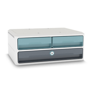 Cep MoovUp Secure Soporte para monitor con 3 cajones, con cerradura de llave, hasta 5 Kg, blanco/turquesa/gris, 1091212961 Cep MoovUp Secure Soporte para monitor con 3 cajones, con cerradura de llave, hasta 5 Kg, blanco/turquesa/gris, 1091212961