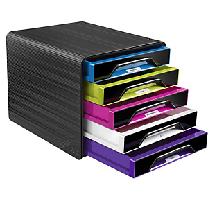 Cep Smoove, module de classement 5 tiroirs - Noir, façades panachées Cep Smoove, module de classement 5 tiroirs - Noir, façades panachées