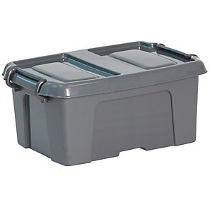 Cep Strata Smart Box Boîte de rangement plastique PP 100% recyclé avec couvercle et poignées HW250 - 12l gris anthracite