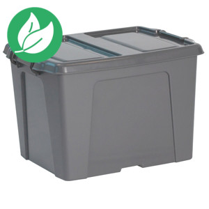Cep Strata Smart Box Boîte de rangement plastique PP 100% recyclé avec couvercle et poignées HW253  - 40l gris anthracite