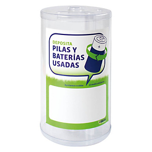 CERVIC Contenedor de mostrador para pilas usadas, PVC, 3 l, transparente CERVIC Contenedor de mostrador para pilas usadas, PVC, 3 l, transparente