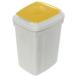 CERVIC Eco-Lid, Contenedor para recogida selectiva de plástico, polipropileno, 42 l, gris y amarillo