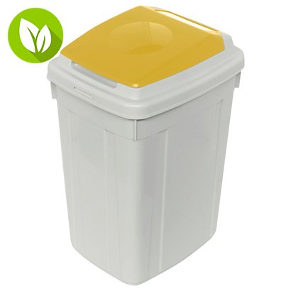CERVIC Eco-Lid, Contenedor para recogida selectiva de plástico, polipropileno, 42 l, gris y amarillo - 1