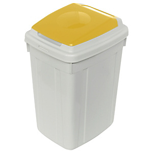 CERVIC Eco-Lid, Contenedor para recogida selectiva de plástico, polipropileno, 42 l, gris y amarillo CERVIC Eco-Lid, Contenedor para recogida selectiva de plástico, polipropileno, 42 l, gris y amarillo