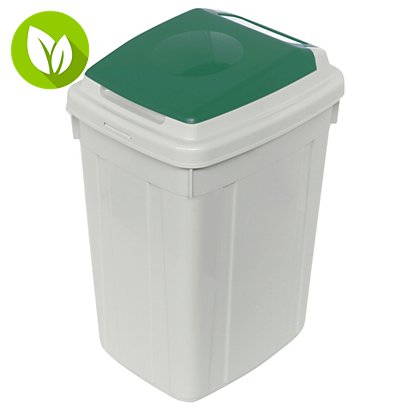 CERVIC Eco-Lid, Contenedor para recogida selectiva de vidrio, polipropileno, 42 l, gris y verde - 1