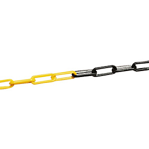 Chaine polyéthylène usage courant diamètre 8 mm x 25 m jaune et noir Chaine polyéthylène usage courant diamètre 8 mm x 25 m jaune et noir