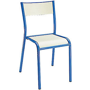 Chaise bois couleur sable/ pieds finition bleue