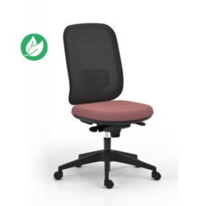 Chaise de bureau ergonomique Alaia dossier maille Noir et assise en tissu Framboise avec renfort lombaire Chaise de bureau ergonomique Alaia dossier maille Noir et assise en tissu Framboise avec renfort lombaire