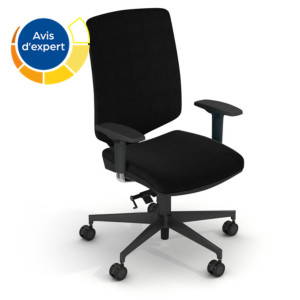Chaise de bureau ergonomique BLOOM Tissu rembourré - Hauteur ajustable - A roulettes - noir - Piètement noir Chaise de bureau ergonomique BLOOM Tissu rembourré - Hauteur ajustable - A roulettes - noir - Piètement noir