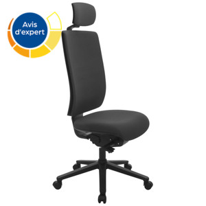 Chaise de bureau ergonomique Infinity 2 Tissu polyester Noir Hauteur réglable - Dossier Appuie-tête Roulettes Chaise de bureau ergonomique Infinity 2 Tissu polyester Noir Hauteur réglable - Dossier Appuie-tête Roulettes