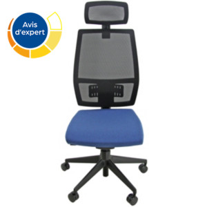 Chaise de bureau ergonomique Mélania avec appui-tête, maille filet / tissu Bleu Chaise de bureau ergonomique Mélania avec appui-tête, maille filet / tissu Bleu