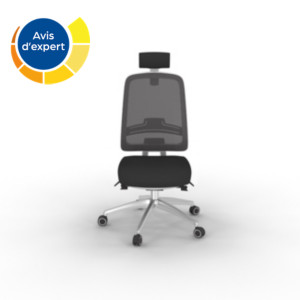 Chaise de bureau ergonomique Tarah avec appui-tête - Blanc piètement alu - maille filet / tissu Noir Chaise de bureau ergonomique Tarah avec appui-tête - Blanc piètement alu - maille filet / tissu Noir