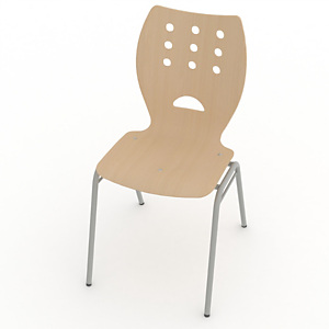 Chaise collectivités Collectiva -4 pieds métal finition alu - Hêtre Chaise collectivités Collectiva -4 pieds métal finition alu - Hêtre