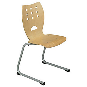 Chaise collectivités Collectiva - pieds luge métal finition alu - Hêtre Chaise collectivités Collectiva - pieds luge métal finition alu - Hêtre