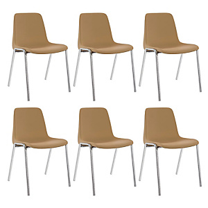 Chaise collectivité Coque universelle - Polypropylène - Beige - Pieds métal chromé - lot de 6 Chaise collectivité Coque universelle - Polypropylène - Beige - Pieds métal chromé - lot de 6