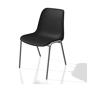 Chaise collectivité Coque universelle - Polypropylène - Noir - Pieds métal chromé Chaise collectivité Coque universelle - Polypropylène - Noir - Pieds métal chromé