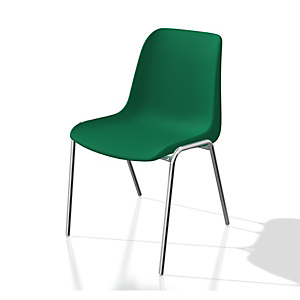 Chaise collectivités Coque universelle - Polypropylène - Vert - Pieds métal chromé Chaise collectivités Coque universelle - Polypropylène - Vert - Pieds métal chromé