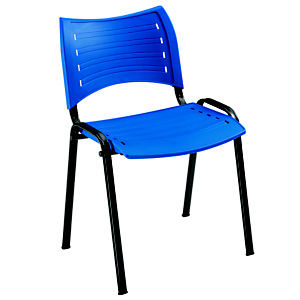 Chaise collectivités Fun - Polypropylène - Bleu - Pieds métal Noir Chaise collectivités Fun - Polypropylène - Bleu - Pieds métal Noir
