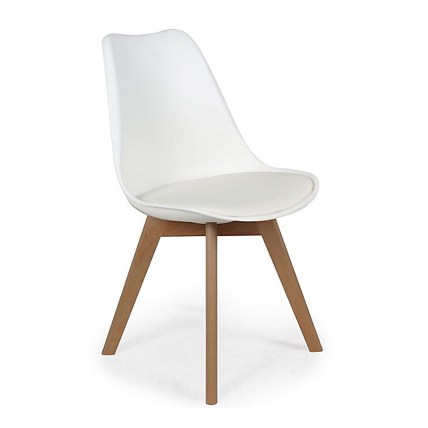 Chaise coque blanche avec coussin - 1