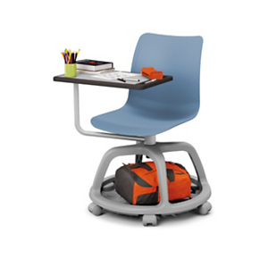 Chaise coque de formation Thaïs sur roulettes avec tablette écritoire - Polypropylène Bleu Chaise coque de formation Thaïs sur roulettes avec tablette écritoire - Polypropylène Bleu